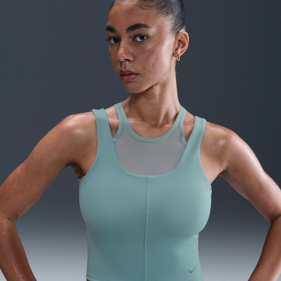 Nike One Fitted cropped tanktop met Dri-FIT voor dames Groen - Foto 4