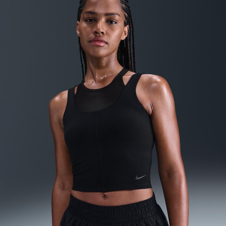 Nike One Fitted cropped tanktop met Dri-FIT voor dames Zwart - Foto 4