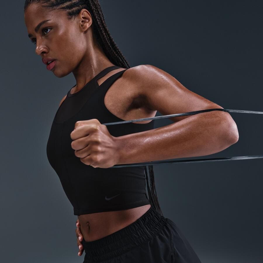 Nike One Fitted cropped tanktop met Dri-FIT voor dames Zwart - Foto 2