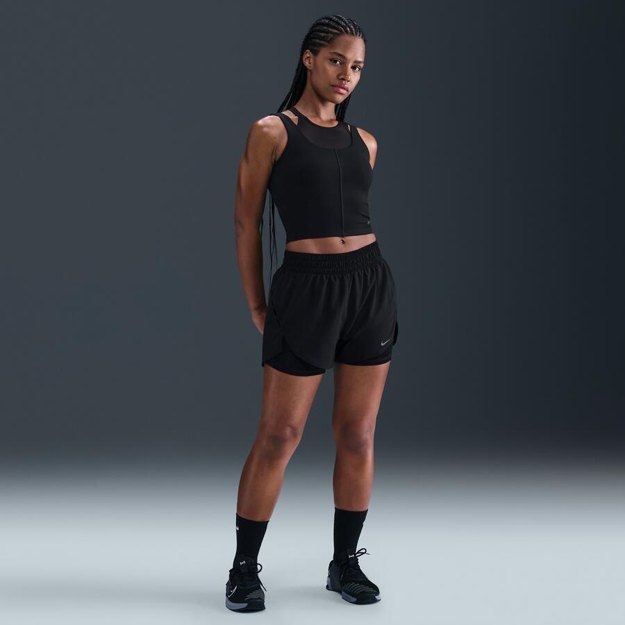 Nike One Fitted cropped tanktop met Dri-FIT voor dames Zwart - Foto 3