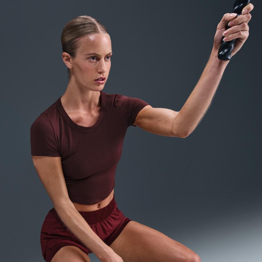 Nike One Fitted Dri-FIT croptop met korte mouwen voor dames Rood - Foto 2
