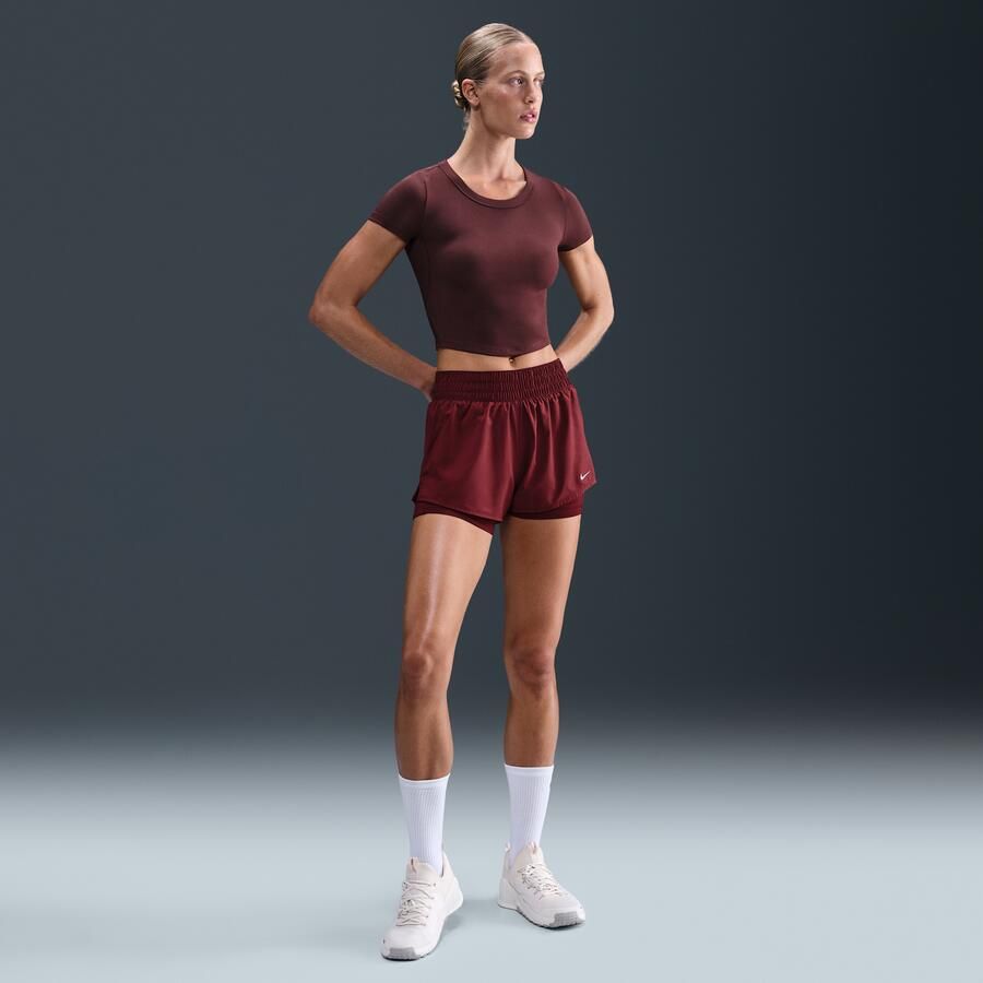 Nike One Fitted Dri-FIT croptop met korte mouwen voor dames Rood - Foto 3