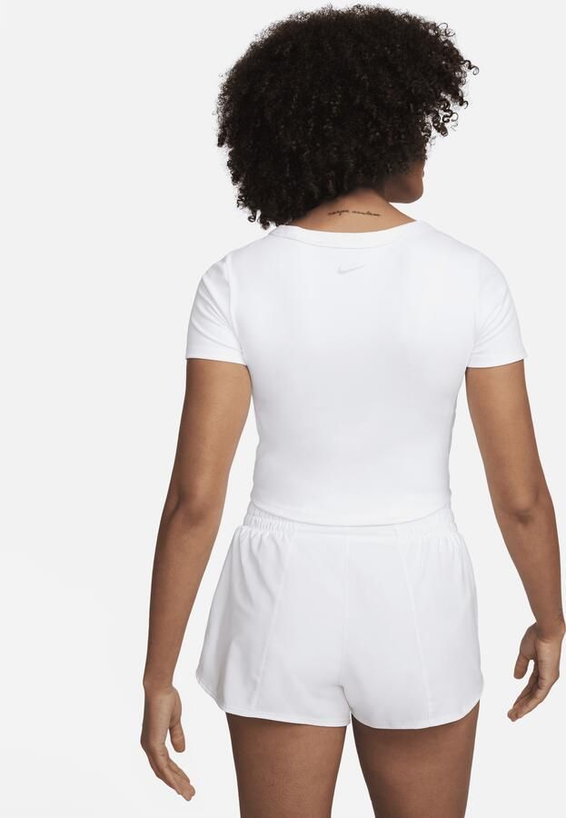 Nike One Fitted Dri-FIT croptop met korte mouwen voor dames Wit - Foto 4