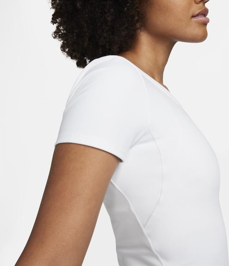 Nike One Fitted Dri-FIT croptop met korte mouwen voor dames Wit - Foto 2