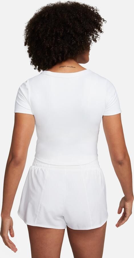 Nike One Fitted Dri-FIT croptop met korte mouwen voor dames Wit - Foto 4