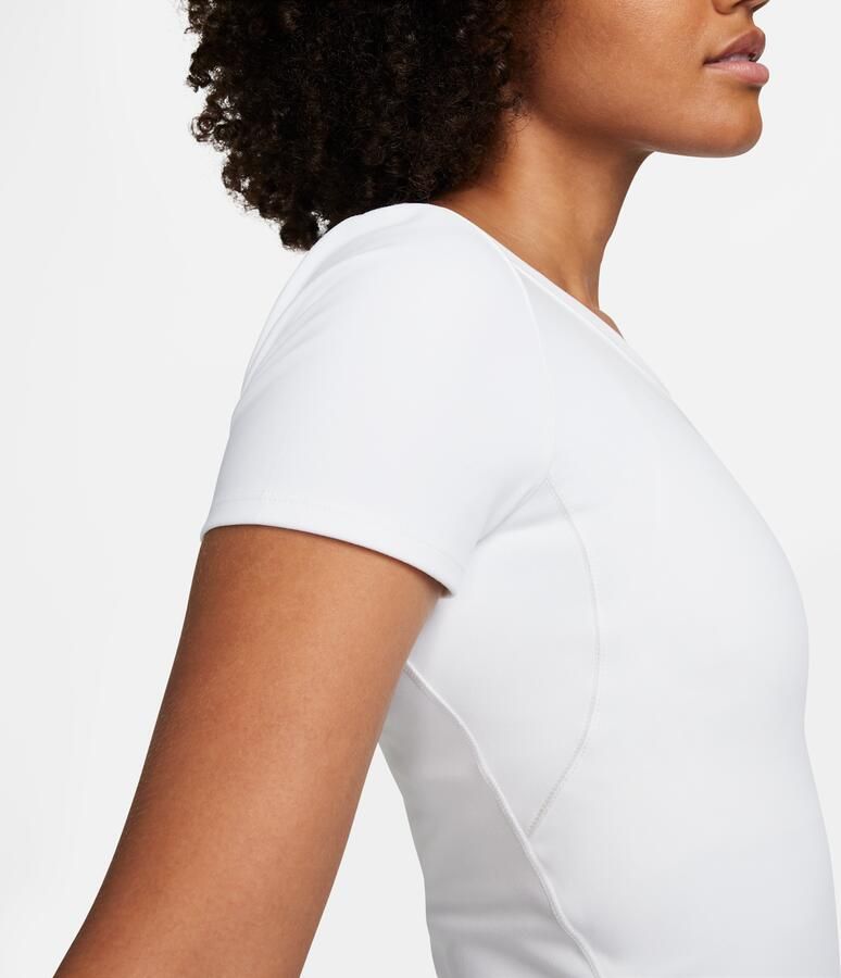 Nike One Fitted Dri-FIT croptop met korte mouwen voor dames Wit - Foto 3