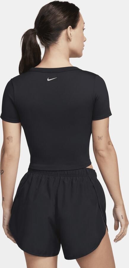 Nike One Fitted Dri-FIT croptop met korte mouwen voor dames Zwart - Foto 4