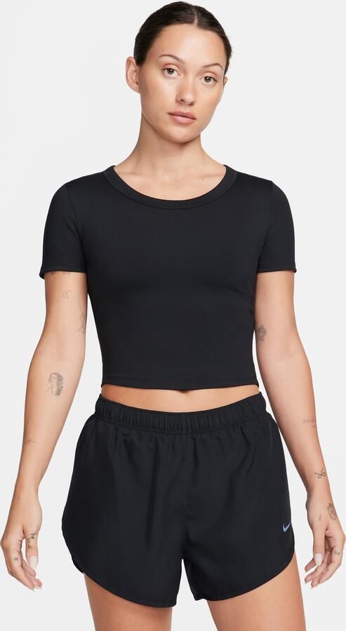 Nike One Fitted Dri-FIT croptop met korte mouwen voor dames Zwart - Foto 4