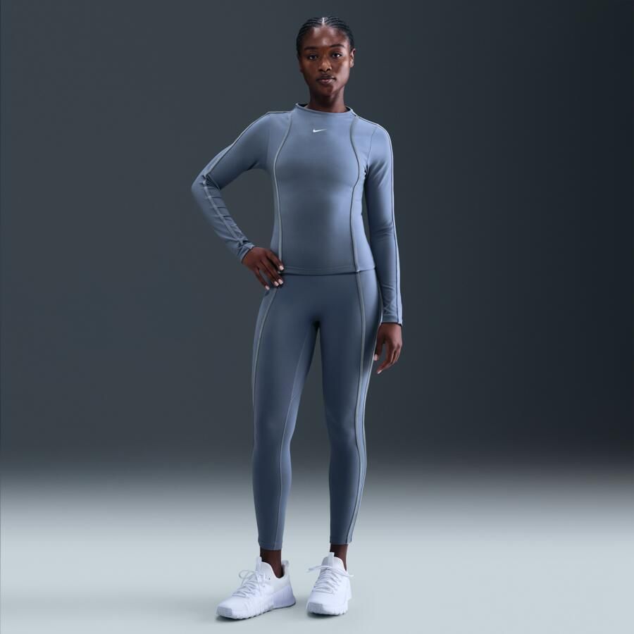 Nike One Fitted Dri-FIT damestop met lange mouwen Blauw - Foto 3