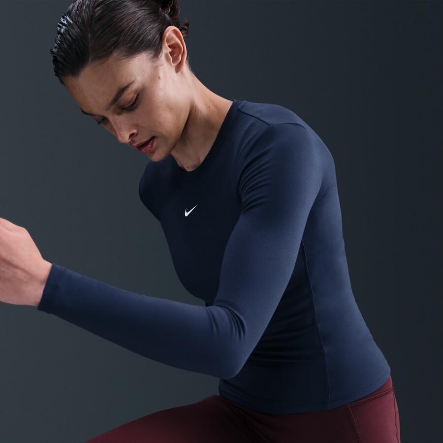 Nike One Fitted Dri-FIT damestop met lange mouwen Blauw - Foto 2