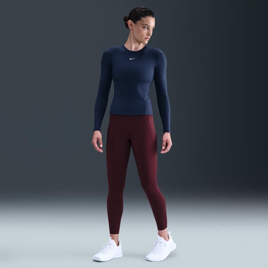 Nike One Fitted Dri-FIT damestop met lange mouwen Blauw - Foto 3