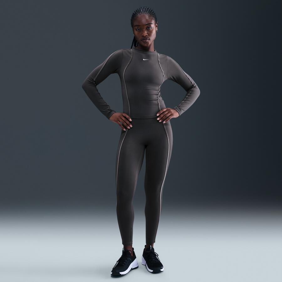 Nike One Fitted Dri-FIT damestop met lange mouwen Grijs - Foto 3