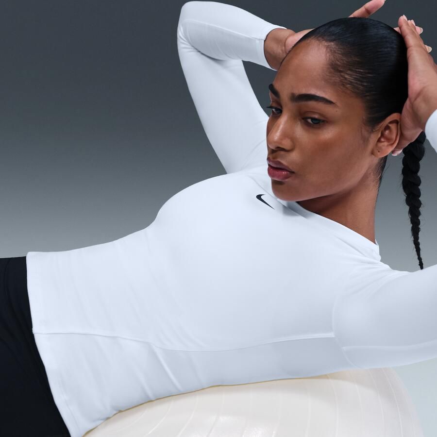 Nike One Fitted Dri-FIT damestop met lange mouwen Wit - Foto 2