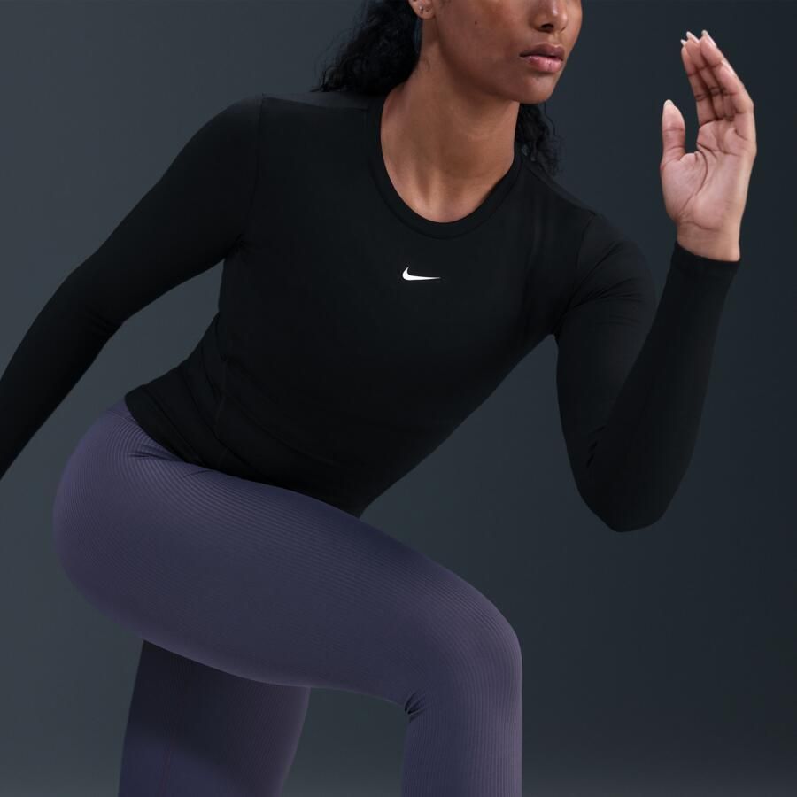 Nike One Fitted Dri-FIT damestop met lange mouwen Zwart - Foto 2