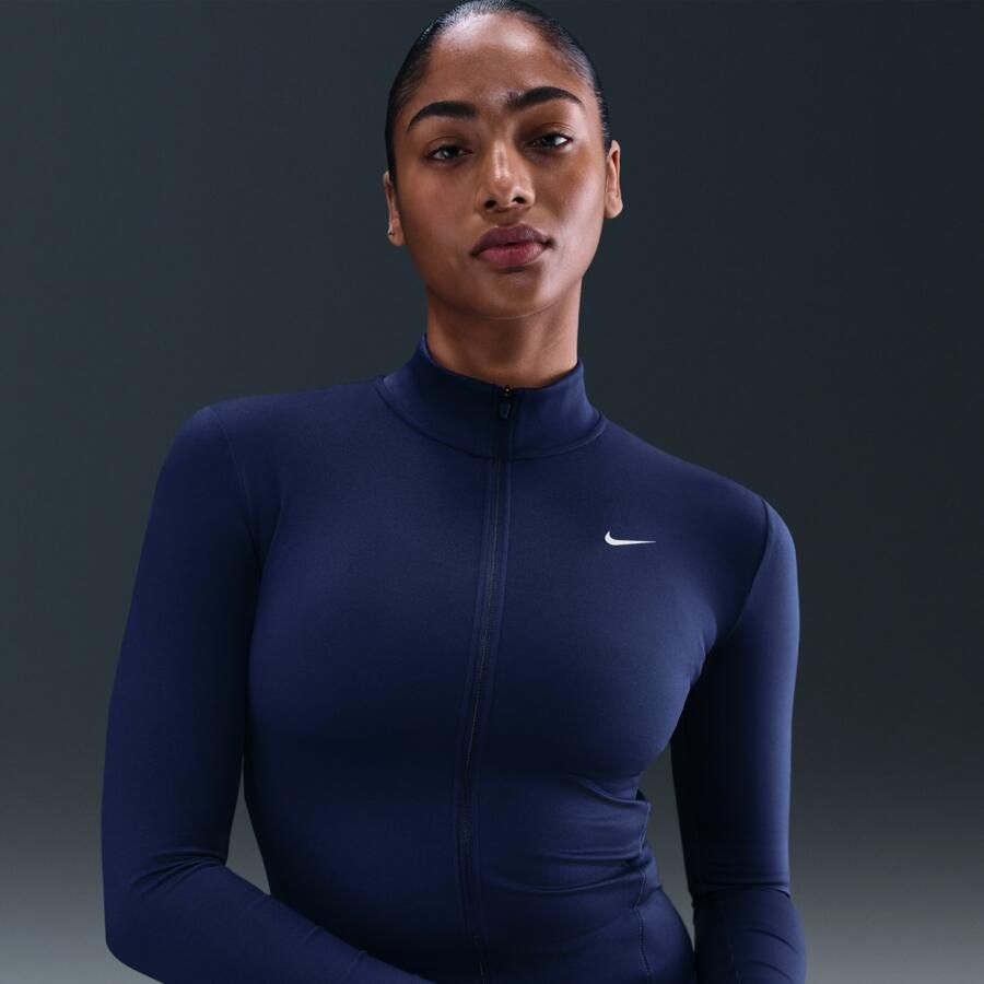 Nike One Fitted Dri-FIT jack met rits over de hele lengte voor dames Blauw - Foto 4