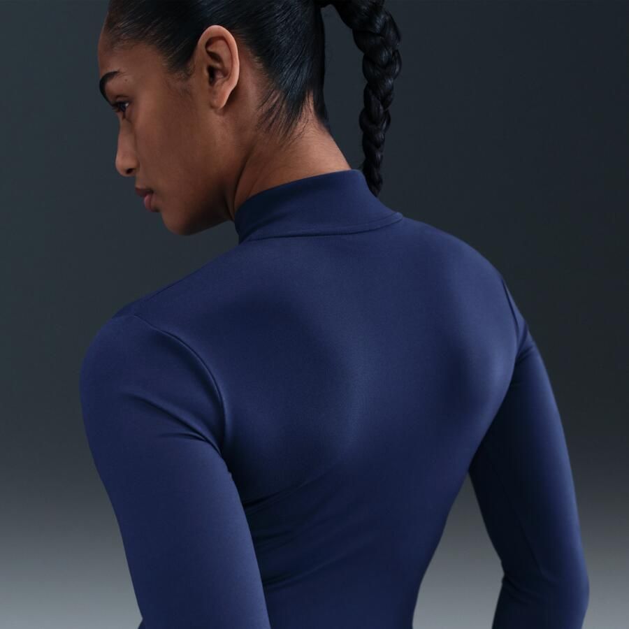 Nike One Fitted Dri-FIT jack met rits over de hele lengte voor dames Blauw