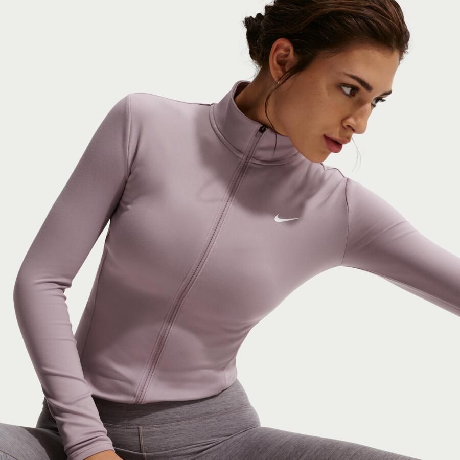 Nike One Fitted Dri-FIT jack met rits over de hele lengte voor dames Grijs