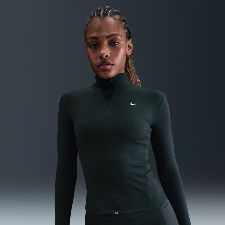 Nike One Fitted Dri-FIT jack met rits over de hele lengte voor dames Groen - Foto 4