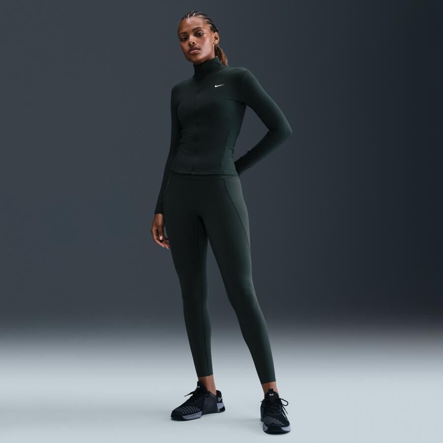 Nike One Fitted Dri-FIT jack met rits over de hele lengte voor dames Groen - Foto 3