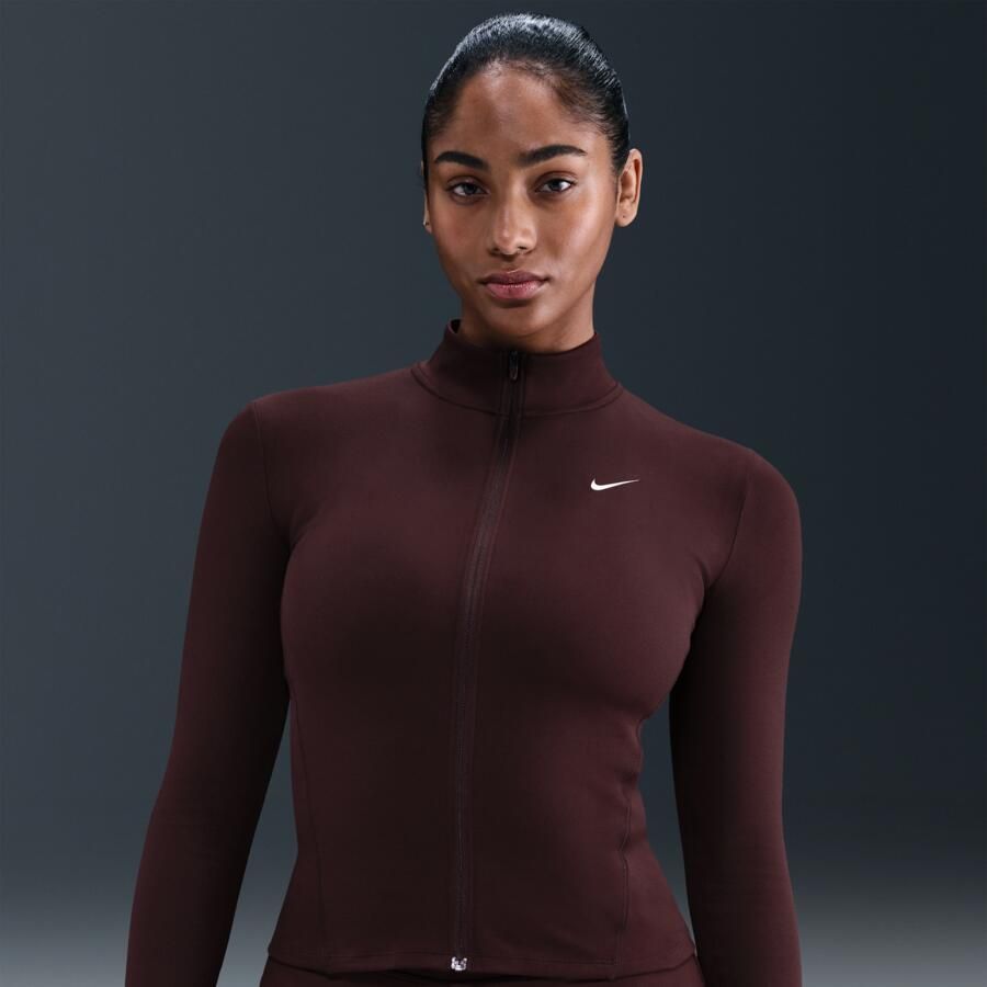 Nike One Fitted Dri-FIT jack met rits over de hele lengte voor dames Rood - Foto 4
