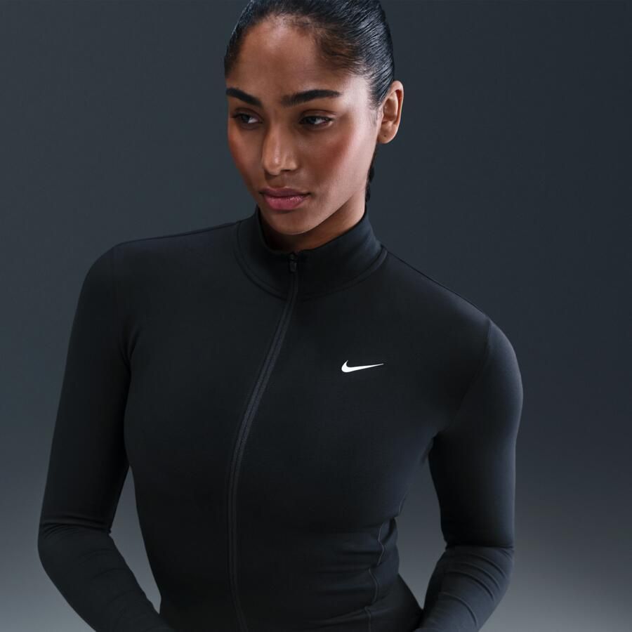 Nike One Fitted Dri-FIT jack met rits over de hele lengte voor dames Zwart - Foto 4