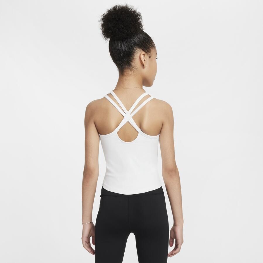 Nike One Fitted Dri-FIT tanktop voor meisjes Wit - Foto 4