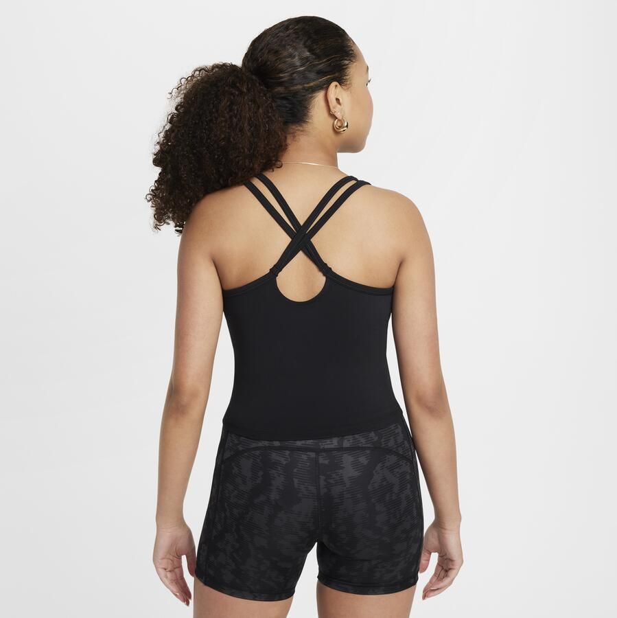 Nike One Fitted Dri-FIT tanktop voor meisjes Zwart - Foto 4