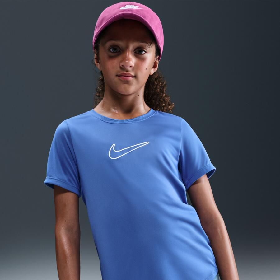 Nike One Fitted Dri-FIT top met korte mouwen voor meisjes Blauw - Foto 4