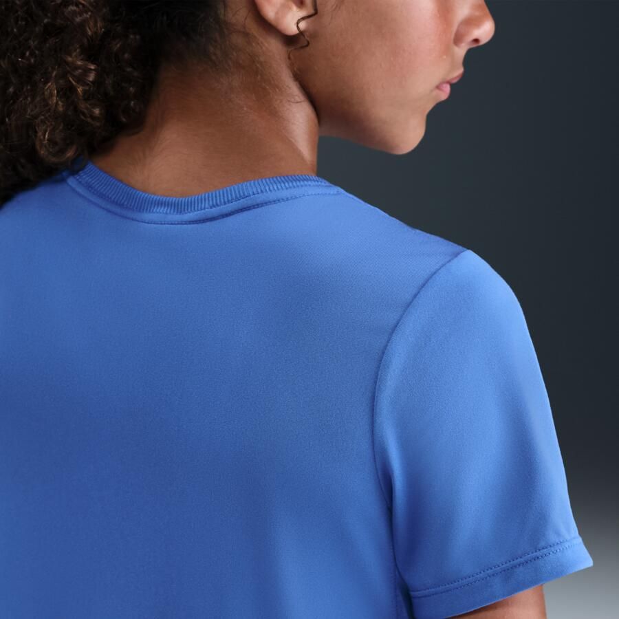 Nike One Fitted Dri-FIT top met korte mouwen voor meisjes Blauw