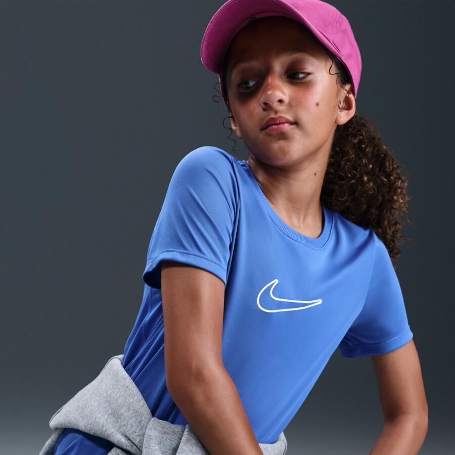 Nike One Fitted Dri-FIT top met korte mouwen voor meisjes Blauw - Foto 2