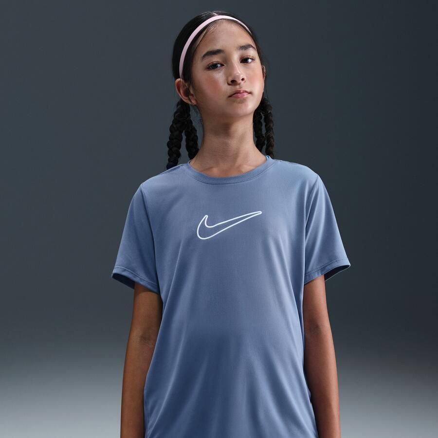 Nike One Fitted Dri-FIT top met korte mouwen voor meisjes Blauw - Foto 4