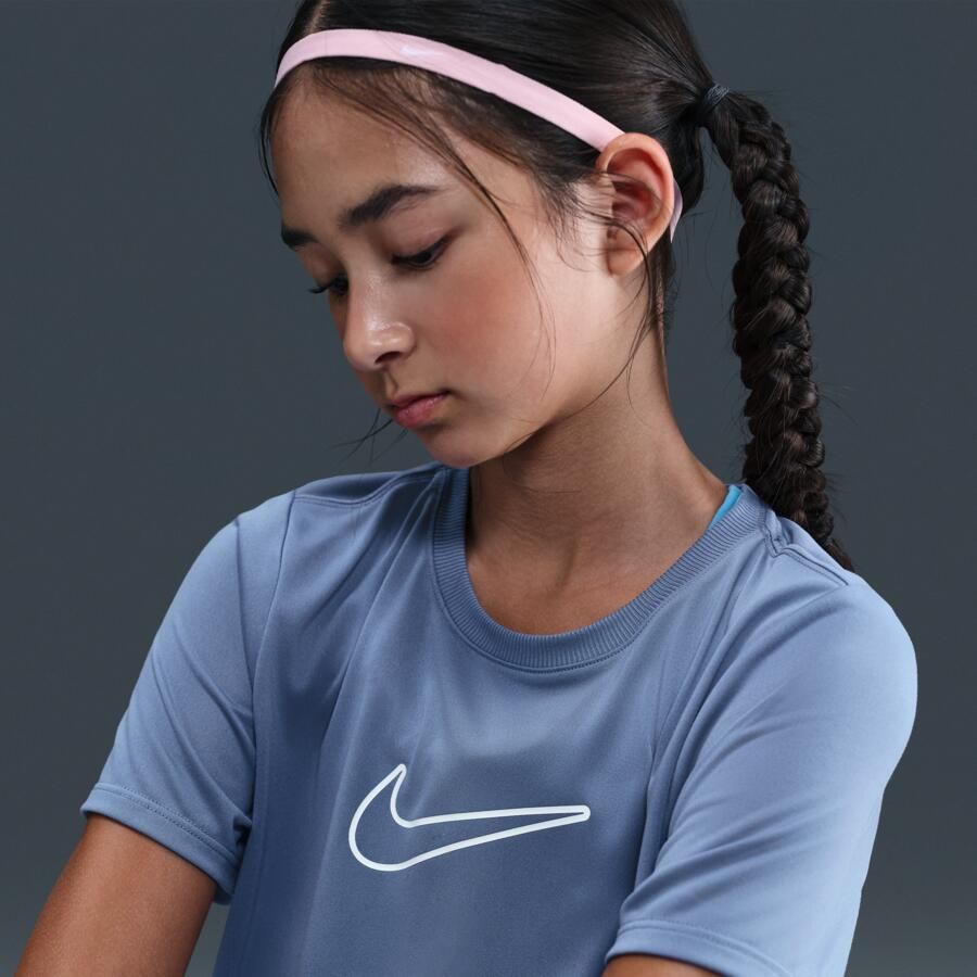 Nike One Fitted Dri-FIT top met korte mouwen voor meisjes Blauw - Foto 2
