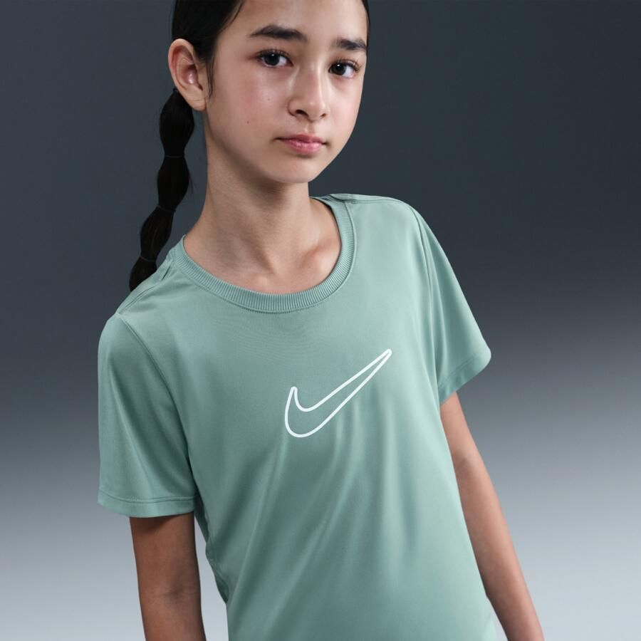 Nike One Fitted Dri-FIT top met korte mouwen voor meisjes Groen - Foto 4
