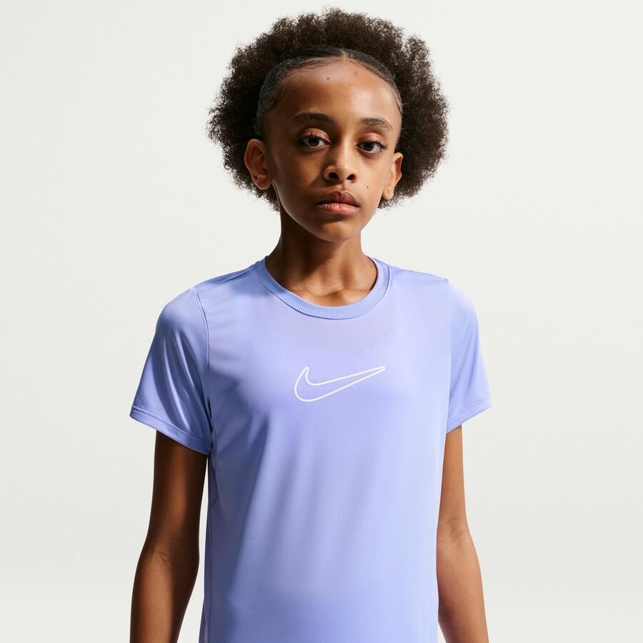 Nike One Fitted Dri-FIT top met korte mouwen voor meisjes Paars