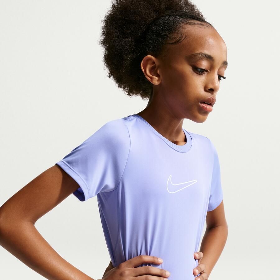 Nike One Fitted Dri-FIT top met korte mouwen voor meisjes Paars - Foto 3