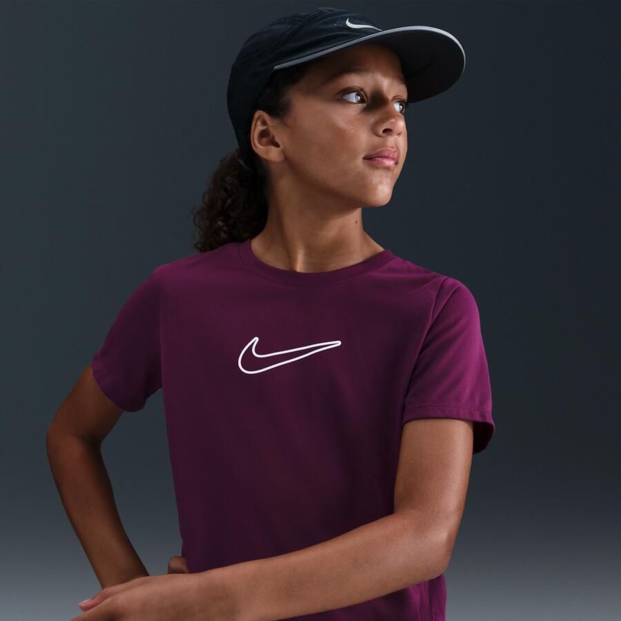 Nike One Fitted Dri-FIT top met korte mouwen voor meisjes Rood - Foto 4