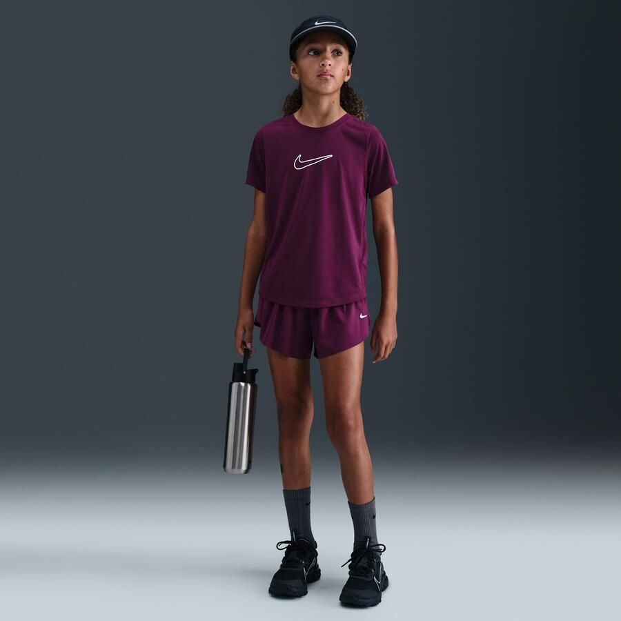 Nike One Fitted Dri-FIT top met korte mouwen voor meisjes Rood - Foto 3