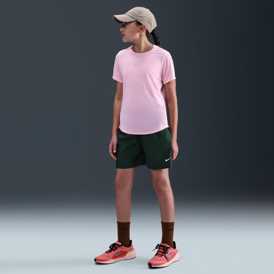 Nike One Fitted Dri-FIT top met korte mouwen voor meisjes Roze - Foto 3