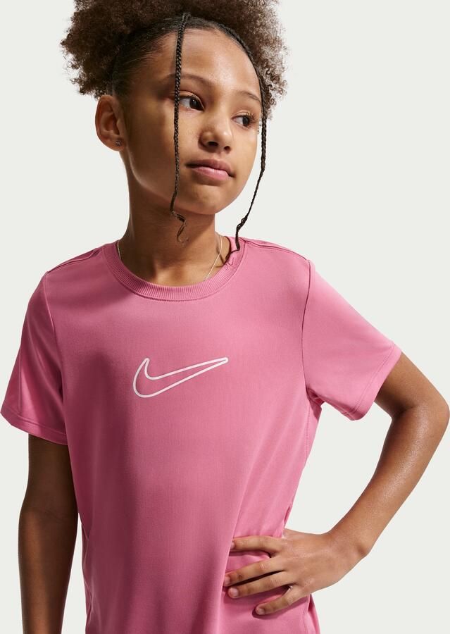 Nike One Fitted Dri-FIT top met korte mouwen voor meisjes Roze