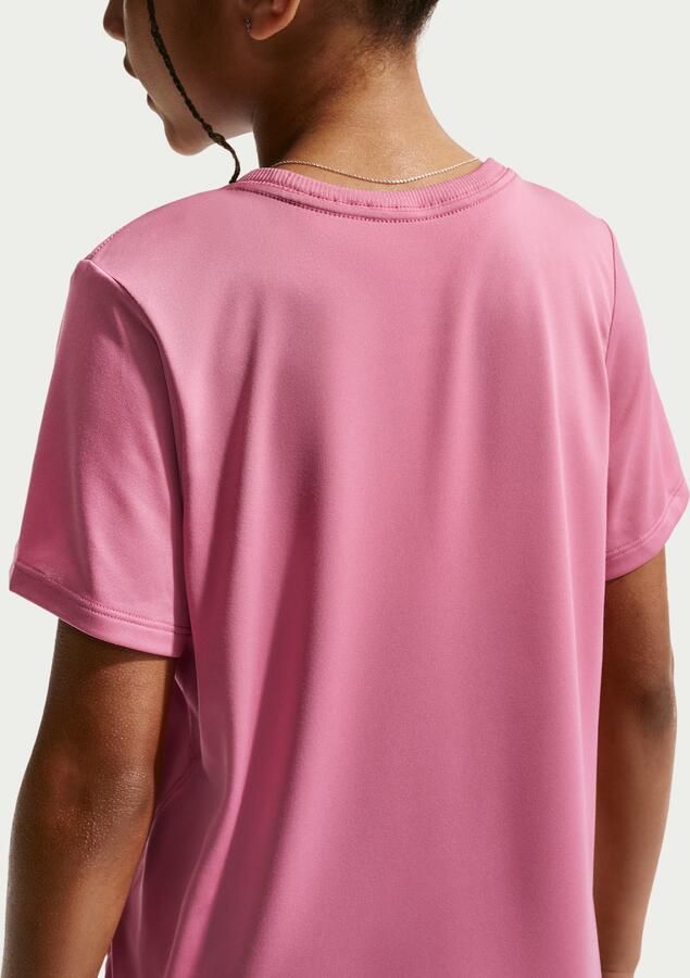 Nike One Fitted Dri-FIT top met korte mouwen voor meisjes Roze - Foto 4