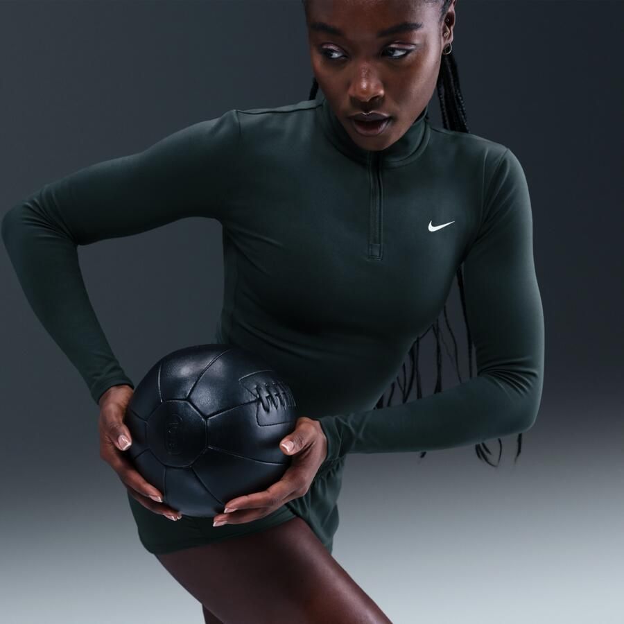 Nike One Fitted Dri-FIT tussenlaag met korte rits voor dames Groen - Foto 2