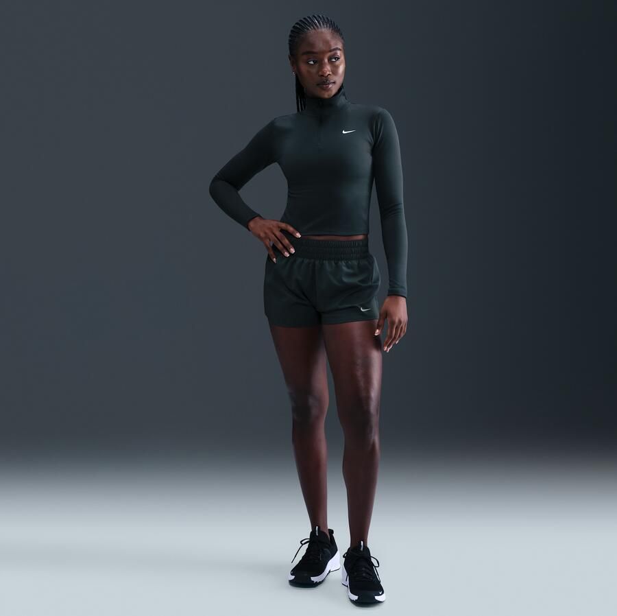 Nike One Fitted Dri-FIT tussenlaag met korte rits voor dames Groen - Foto 3