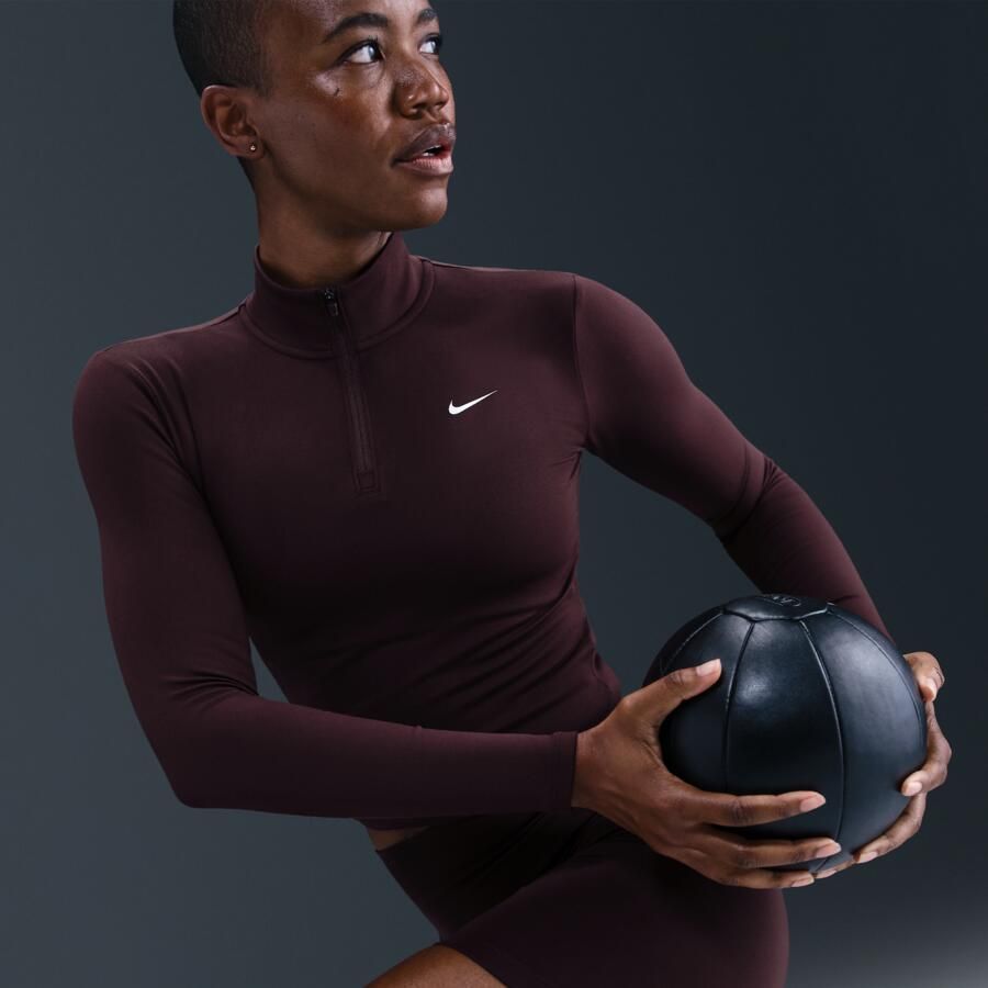 Nike One Fitted Dri-FIT tussenlaag met korte rits voor dames Rood - Foto 2