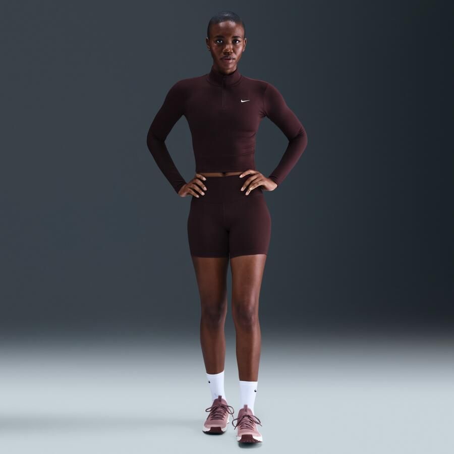 Nike One Fitted Dri-FIT tussenlaag met korte rits voor dames Rood - Foto 3