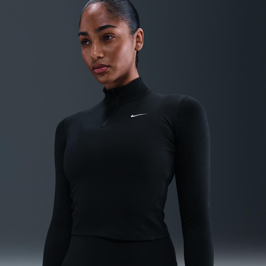 Nike One Fitted Dri-FIT tussenlaag met korte rits voor dames Zwart - Foto 4