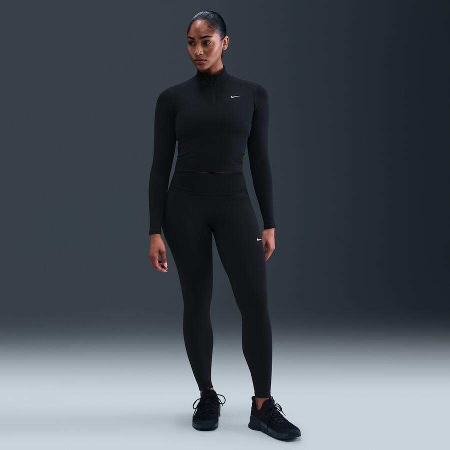 Nike One Fitted Dri-FIT tussenlaag met korte rits voor dames Zwart - Foto 3