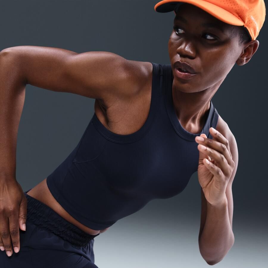 Nike One Fitted korte tanktop met Dri-FIT voor dames Blauw - Foto 2