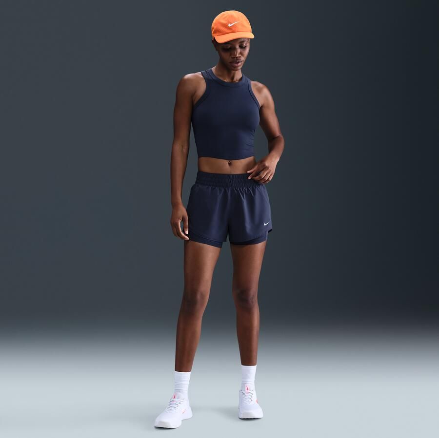 Nike One Fitted korte tanktop met Dri-FIT voor dames Blauw - Foto 3