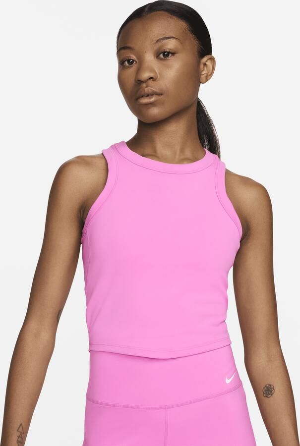 Nike One Fitted korte tanktop met Dri-FIT voor dames Rood - Foto 3