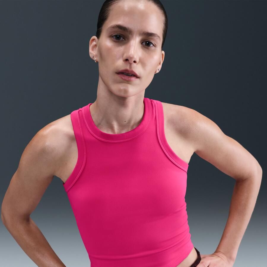 Nike One Fitted korte tanktop met Dri-FIT voor dames Roze - Foto 4
